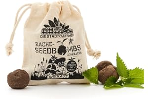 Die Stadtgärtner – Rachebombs „Unkraut“ I 8 handgemachte Samenbomben mit 21 Arten von Unkraut-Saatgut I Enthält u.a. Brennnessel, Rotklee & Löwenzahn I 100% ökologisch & mindestens 2 Jahre haltbar