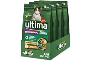 Ultima Esterilizado Tracto Urinario Pollo, Comida seca para gatos, Pack de 4 x 1,5kg, Total 6kg