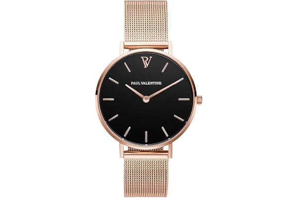 PAUL VALENTINE® Montre Femme montée sur Un Bracelet en Maille milanaise - 32, 36 ou 38 mm - Montres de différentes Couleurs avec Cadran métallique