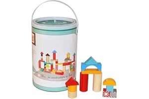 Betoys – Barril de 100 Bloques de construcción de Madera, 18 Meses a 4 años – Intemporal, Educativo y práctico – Color Multicolor