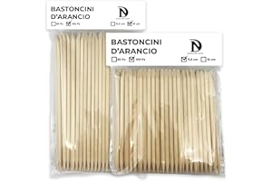 DIANA NAIL SHOP Bastoncini d'arancio,100pz 15cm + 100pz 11,5cm Bastoncini di arancio, Bastoncini di Legno Arancio per Unghie, in legno, Remover; Spingicuticole, Pulisce tutta la zona della cuticola, Unghie, Cuticola