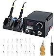 Pyrography Machine,Wood Burning Pyrography Pen Kit,Electric Woodburning Tool with 23 Pyrography Wire Tips,2 Pens,Digital Display,Pyrography Wood Burning Tool Set for Wood Leather Pumpkin & Gourd - 60W