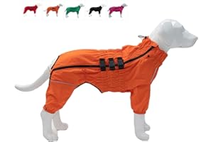 LOVELONGLONG Dogs Waterproof Jacket, Lightweight Waterproof Jacket Reflective Safety Dog Raincoat Windproof Snow-proof Dog Vest for Small Medium Large Dogs Orange XXL