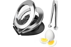 THKO Coupe Oeuf en Acier Inoxydable et Pince de Cuisson,2 en 1 Coupe Oeuf à La Coque Lavable au Lave-Vaisselle,Métal en Acier Inoxydable 304 Casse Oeuf à la Coque Coupe Tomates en Tranches Coupe Oeufs Durs