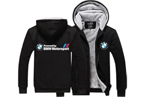 OOBEDU Sweat à Capuche pour Hommes Sweat-Shirts à imprimé B-M-W Full Zip Fleece Manteau Hiver Chaud Épais Outwear Manteaux Tops Convient pour la Vie Quotidienne, Sport