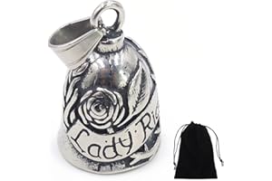 ZKGYUS Clochette moto femme Lady Rider avec rose. Porte-Bonheur motard Biker Triker. Livrée avec étui cadeau velours. Guardian bell cloche moto