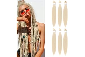 ‎CHRAYLEND Vorgedehntes Flechthaar Easy Braid Professional Juckreizfreie Kunstfaser-Häkelborten Yaki Texture Hair Extensions 6 Packungen Braid Hair 76cm Blonde#