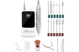 ‎JSDA Nagelfräser JCMaster Profi, Fräser Nägel 35.000 U/Min, tragbare Elektrische Nagelfeile für Gelnägel Acrylnägel mit wiederaufladbare Batterie, elektrische Nagelfräser, inkl 12x Bits, Knopfsteuerung