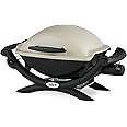 Weber Q1000 Gas Grill Barbeque | Table Top BBQ Grill & Char Griller | Cast Aluminium Lid Cover & Body | for Home or Travel | Portable Premium Classic Mini Gas BBQ - Titanium (50060074)