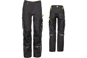 Stenso Pantaloni da Lavoro da Uomo Prisma - Pantaloni da Lavoro da Uomo con Tasche rinforzate sulle Ginocchia e Cintura Elasticizzata - Grigio/Verde EU46
