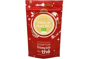 ABSOLUGREEN Thé Vert Féérie de Noël – Comptoir Français du Thé – Pochette 80g en Vrac – Festif aux Notes d’Orange, de Mandarine & d’Épices – Infusion Enchantée et Lumineuse pour les Fêtes
