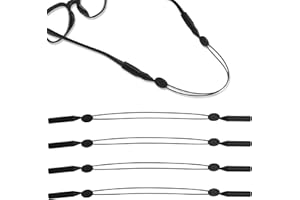 Jecdfs 4pcs Cordon Lunettes, Cordon Lunettes de Sport,élastique attache lunette unisex glasses straps,pour Sports et Quotidien, Adaptés aux Hommes, Femmes et Enfants, Noir
