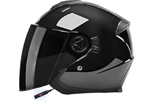 LETIAN 3/4 Casque Moto Jet Bluetooth Casque Scooter Ouvert Casques Motocross Avec Anti-Buée Double Visière DOT/ECE Homologué Casques Moto Pour Hommes Adultes Femmes E2,54-59CM