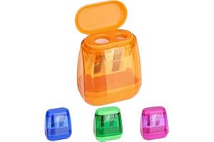 JOYSKY 4 sztuki temperówka do ołówków, podwójna temperówka, temperówka dla dzieci, z puszką, pokrywka, 4 kolory, z pojemnikiem, do szkoły, biura