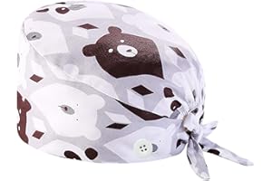 XSYU Zahnarzt Chemo Bandana Medizinische Kopfbedeckung Op-Haube Stoff FüR MäNner/Frauen SanitäR Krankenschwester ZahnäRztin Arzt Kinderarzt FüR Langes Haar Mit SeitenknöPfen Und SchweißBand