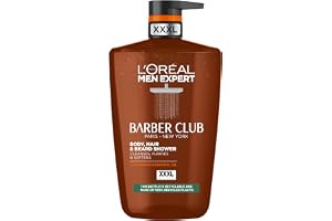 L'Oréal Men Expert Barber Club duschgel formulerad med cederträolja för att ge rengöring, näring och återfuktande av skägg, hud och hår