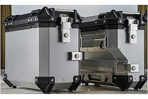 YGLOPHIC Valigie Laterali In Alluminio Per Moto 38L Tour Trunk Borse Da Sella Rigide Universali Borse Laterali Per Moto Impermeabili E Anticollisione Con Serratura Di Sicurezza Per Bagagli Del Casco Silver,C