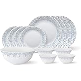 Larah By Borosil - Tiara Series, Pulse, 13 Pcs, Opalware Dinner Set, White