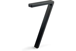 HASWARE Floating House Number Sign 5 inch (12 cm) Modern Door Numbers Signage Plaque Street Home Address Numerals, Black Metal (7, Black)