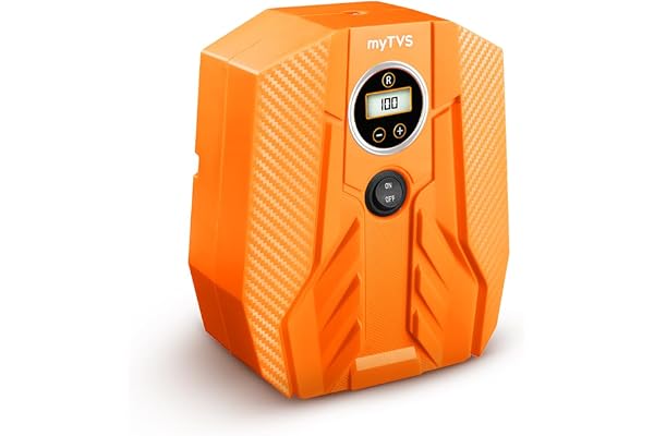 myTVS Digital Car Tyre Inflator 100 Psi, 12V DC Portable Air Pump for Car for with Auto-Stop & LED Torch Compatible with All car 1+1 Years Warranty (TI-16)