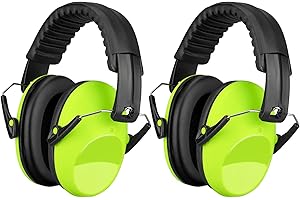 Kriogor 2 Pack Ear Defenders Children,26dB SNR Noise Cancelling Headphones Hearing Protection Earmuffs,Soft Kids Ear Defenders Adjustable Adult Ear Protector for Autism Airplane Study Fireworks(Green)