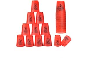 ERLSIG Stapelbecher, Sport-Stapelbecher für Training, Spiel, Geschwindigkeitsverbesserung, Wettkampf, Party, 12 Stück, Rot