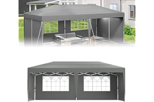 UISEBRT Składany pawilon z 6 ściankami bocznymi, 3 x 6 cm, składany, wodoszczelny, ochrona przed promieniowaniem UV, regulowana wysokość, z torbą do przenoszenia i kołkami kotwiczącymi, srebrno-szary