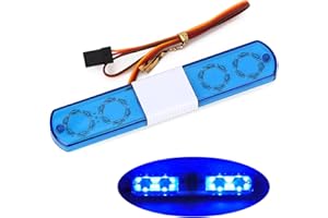 EONANT Lampe de police télécommandée pour voiture télécommandée - Rectangulaire - LED - Pour 1/10 1/8 RC HSP Traxxas Tamiya CC01 4WD Axial SCX10 - 115 mm - Bleu
