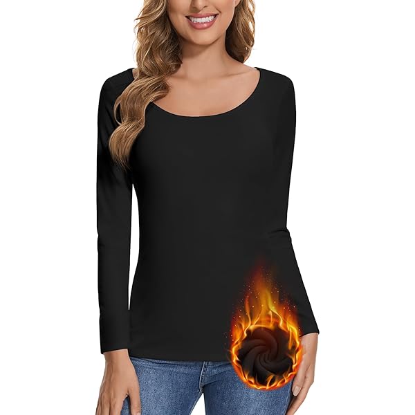 Crewhpo Thermo-bovenstuk voor dames, lange mouwen, katoen, thermoshirt met kant, V-hals, basic thermo-ondergoed, effen stretch top voor herfst en winter, blauw, XXL