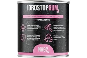 IDROSTOPGUM Impermeabilizzante Elastomerico Sigillante Gomma Liquida Elastica Protettiva Isolante Professionale NA92 PRO (Trasparente, 1 LT, 1, IDROSTOPGUM)