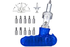 LZHDZQD 10 in 1 Ratcheting Screwdriver Set, 180° Rotating Ratchet Screwdriver Adjustable Magnetic Tool for Furniture, Home Appliances, DIY