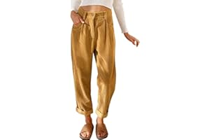 Joligiao Donna Pantaloni di Velluto a Coste Pantaloni Donna Eleganti Vita Alta Elastica Pantalone Velluto Gamba Dritta Pantalone Larghi Casual Elegante con Tasca Palazzo Autunno Inverno Sciolto Solido