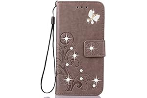 JOMA-E Shop Huawei Honor 9 Case,Honor 9 Cases,Fashion Handmade 3D Bling Diamond PU Leather Stand Flip Case Cover With Card Holder Folio Wallet Case for Huawei Honor 9 (Huawei Honor 9, Grey)