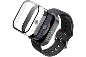 KUSINHOKA [2Pack] Case for CMF by Nothing Watch Pro Tempered Glass Screen Protector，PC Hard Case Tempered Glass Screen Protection Cover Slim Full Cover Scratch Proof Protector，Blue+Transparent