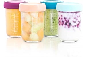 Babymoov Babybols Lot de Pots de Conservation en Verre Bébé 4x220 ml - avec Couvercles Hermétiques & Réinscriptibles - Compatibles Réfrigérateur, Micro-ondes, Congélateur, Lave-vaisselle