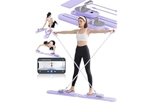 AMAZINGHOME Split-Type Pilates Reformer Board & Set | Multi-Functional Pilates Equipment for Core Training, Ski Training & Arm Toning | Foldable Reformer Machine, 300 lbs Capacity with Timer