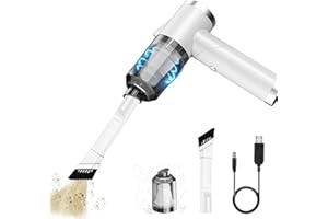 IKIKIN 9000PA potente aspirapolvere per auto, mini aspirapolvere manuale a batteria con filtro pieghevole aspirapolvere manuale portatile con luce LED utilizzato per la pulizia di auto case e uffici (Bianco)