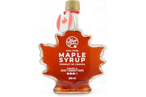 MapleFarm - Pur Sirop d'érable Catégorie A, Foncé - Goût robuste. 250 ml (330g). Bouteille de feuilles érable - Original maple syrup Grade A (Dark, Robust taste)