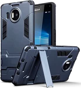 TERRAPIN, Compatible with Microsoft Lumia 950 XL Case, Full Body Shock Resistant Armour Cover with Kickstand - Dark Blue