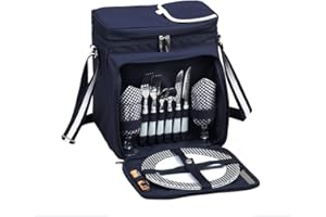 Picnic Bag for 2 Person COOSOO Waterproof Insulated Wine Cooler Bag Lunch Bag Basket with Cooler Compartment Detachable Bottle/Wine Holder for Picnic Beach Trip Camping BBQ Outdoor Activities