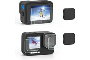 PDEEY [8pcs] Vetro Temperato Pellicola Protettore per GoPro Hero 9/10/11 Black, Protettore Schermo+ ObiettivoVetro+ HD Protezione Schermo Piccolo+ Copri Obiettivo Accessori