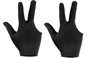 zalati Billiard Gloves 2pcs Three Finger Snooker Cue Hand Cover Spandex Lycra for Left and Right Hand - Red