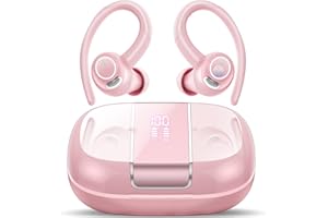 Csasan Auriculares Bluetooth, Auriculares Inalambricos Deportivos 5.3 con Llamada Clara CVC8.0, Reproducción de 48H Pantalla LED Cascos Inalambricos, Control Táctil, In-Ear Auriculari Rosa