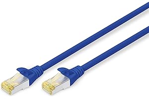 DIGITUS Câble LAN Cat 6A - 0,5m - RJ45 Câble réseau - S/FTP Blindé - Compatible Cat-6 & Cat-7 - Bleu