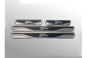 MABI AUTOMOTIVE PARTS ST-Line auto Einstiegsleisten Schutz für Ford Focus, Fiesta, Mondeo, Escape, Edge, Ecosport, Kuga, Carbon & Chrom Trittschutz Dekor Zubehör 4 Stück