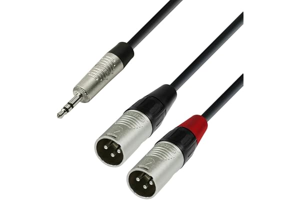 Adam Hall 4 Star Series 1,8 m Rean 3,5 mm uttag stereo till 2 x XLR hane ljudkabel