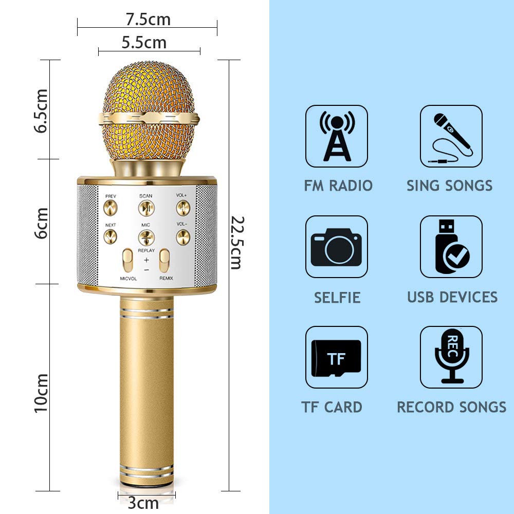 DAMIGRAM Microfono Wireless Karaoke Bluetooth Microfono con Altoparlante, 4.1 Handless Portatile KTV Karaoke Player per… - immagine 7