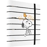 Classeur A4 4 Anneaux Snoopy - Rigide Avec Fermeture Élastique - 27x32cm - Fourniture Scolaire Et Bureau