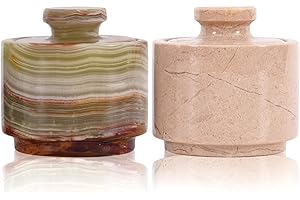 MARBLOUS KRAFTS Saliera in marmo con coperchio, 7,6 cm, in onice verde e porta sale Verona, ideale per zucchero, sale e pepe per la cucina