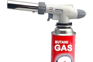 FunOwlet Butane Torch Kitchen Blow Lighter - Culinary Torches Chef Cooking Professional Adjustable Flame with Reverse Use for Creme, Brulee, BBQ, Baking, Jewelry by (Butane Fuel Not Included)
